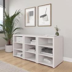 Imagem de Conjunto Home Office 3 Módulos com Prateleiras Cabecasa Madeiramadeira Branco