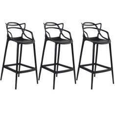 Imagem de KIT C|3 Banqueta média Masters Allegra - 66 cm - Preto