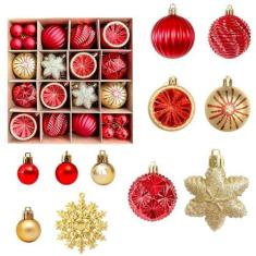 Imagem de Bolas de Natal, enfeites de decoração de árvore de Natal, enfeites de bola de Natal, à prova de estilhaçamento, conjunto de enfeites de Natal para bolas de árvore de Natal, árvore de Natal (floco de
