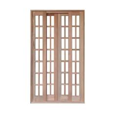 Imagem de Portal Correr Quadriculado 4 Folhas Mista Reto com Fechadura 2,00 X 2,10 Rodam Natural