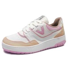 Imagem de Tênis Casual Feminino Aveia Branco Rosa Via Marte 23-13102-06