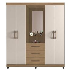 Imagem de Guarda Roupa Infantil Theo 3 Portas Branco Acetinado com Pés Amadeirado - Reller