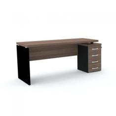 Imagem de Mesa para Escritório 4 Gavetas Pe40 Pandin Móveis Walnut/preto