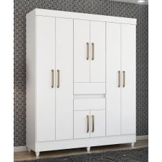 Imagem de Guarda Roupa Roupeiro Solteiro 82060 08 Portas 02 Gavetas Munique Branco Demóbile