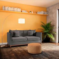 Imagem de Sofá 3 Lugares Boise Base de Madeira Linho Cotton Grafite