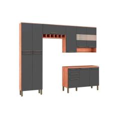 Imagem de Cozinha Completa Napoli Prime 4Pçs (2 Armários + 1 Balcão + 1 Paneleiro) C4p01 Castanho/chumbo