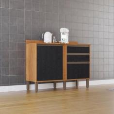 Imagem de Balcão para Cozinha 2 Portas 2 Gavetas Pérola Cinamomo/preto