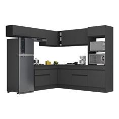 Imagem de Armário de Cozinha Completa de Canto com Rodapé Veneza Multimóveis V2105 Preto