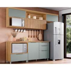 Imagem de Cozinha Modulada Completa Marquesa 5 Peças (3Aéreos+2Balcões) C5P35 Nature/Verde - Nesher
