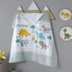Imagem de Toalha de Banho com Capuz 100% Algodão Dohler 90x70cm Little Dino