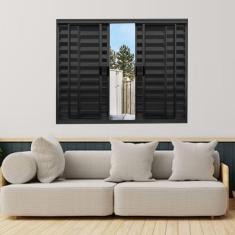 Imagem de Janela Veneziana de Alumínio 6 Folhas 100 x 120cm Modular Esquadrias Bergame Preto