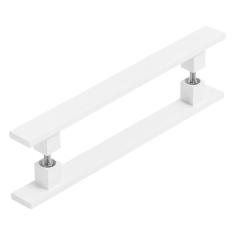Imagem de Puxador De Porta Pivotante Barra Chata Duplo Branco 50Cm