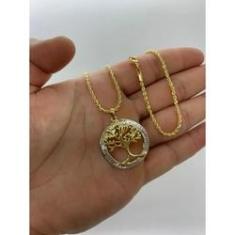 Imagem de - Colar Pingente Mandala Arvore Da Vida Banhado Ouro 18k