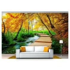 Imagem de Papel De Parede Cachoeira Natureza Ponte 3D Nch201