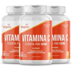 Imagem de KIT 3X VITAMINA C ESSENTIAL PURE 500MG, 60CáPS BIOGENS 