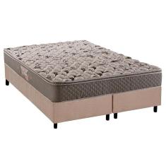 Imagem de Cama Box Queen: Colchão Anatômico Herval AG65 Fort + Base crc Suede Clean(158x198)