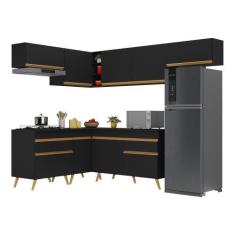 Imagem de Armário De Cozinha Completa De Canto Veneza Gb Multimóveis Mp2069 Pret