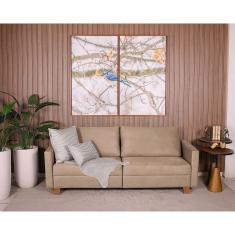 Imagem de Sofá 3 Lugares 2,00m Fixo Veludo Plaza Marrom Claro - Straub