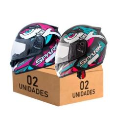 Imagem de Kit 2 Capacetes Ebf Spark Dragon Rosa e Dragon Tiffany Fechado, 60/58
