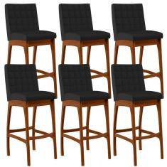 Imagem de Kit 06 Banquetas Altas Mila Facto Preto Fosco