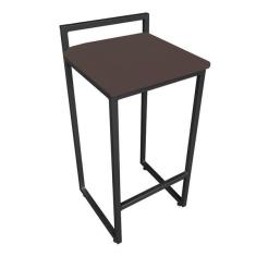 Imagem de Banqueta Alta Industrial Pietra Suede Base Preto D'rossi - Ma