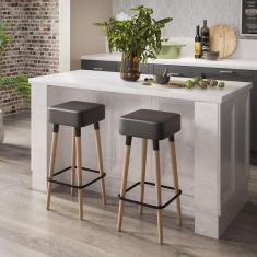 Imagem de Kit 2 Banquetas Altas Estofadas Manila 70cm Preto - Adz