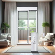 Imagem de Porta de Correr com Persiana integrada Correr com Motor e Controle Remoto 2 Folhas Móveis 230 X 150 Branco