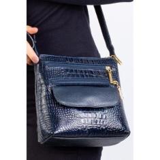Imagem de Bolsa transversal de couro croco Maura - Whisky-Feminino