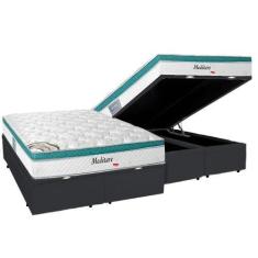 Imagem de Cama Box Baú Casal Bipartida + Colchão Herval Meditare Molas Ensacadas