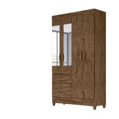 Imagem de Guarda Roupa 4 Portas Com Espelho Madri Castanho Wood 852331 Moval