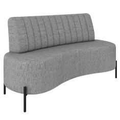 Imagem de Sofá 2 Lugares 160cm Pés Aço Preto Tamar K04 Linho Cinza - Mpozenato