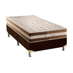 Imagem de Cama Box Solteiro: Colchão Molas Paropas MasterPocket Ensacadas La Confort + Base CRC Suede Brown(88x188)