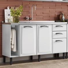 Imagem de Balcão 140cm 3 Portas e 2 Gavetas e Nicho Toalheiro sem Tampo New Premium Branco