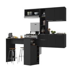 Imagem de Armário De Cozinha Compacta Com Bancada Americana Sofia Multimóveis Mp2196 Preto Preto