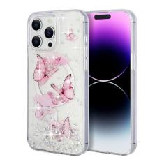 Imagem de Eiyikof Compatível com iPhone 15 Pro Max Gradient Bling MagSafe Case [padrão de borboleta fofa] [proteção luxuosa à prova de choque] Capa transparente para iPhone 15 Pro Max para homens mulheres