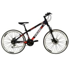 Imagem de Bicicleta Aro 26 Vikingx Tuff 21v Alumínio Freio a Disco Aros Vmaxx Branco - Roxa\Laranja X30
