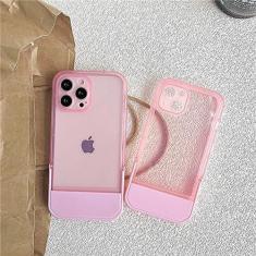 Imagem de Capa de telefone com suporte de suporte para iPhone 14 13 12 11 Pro Max XR X XS Max 7 8 Plus Suporte de silicone macio transparente Capa traseira transparente, rosa, para iPhone 7
