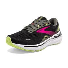 Imagem de Brooks Tênis de corrida feminino Adrenaline GTS 23, Preto/Metálico/Verde Afiado, 37