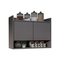 Imagem de Armário De Cozinha Aéreo 70,5 Cm Com Nicho Colin Grafite M12 - D'rossi