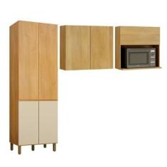 Imagem de Cozinha Compacta com 2 Armários Aéreos e 1 Paneleiro Dakota Cinamomo/off White