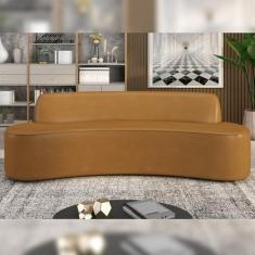 Imagem de Sofá Decorativo 3 Lugares 210cm Bélgica Curvo PU Caramelo G15 - Gran Belo