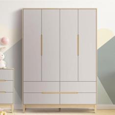 Imagem de Guarda Roupa Infantil Quater Móveis 4 Portas 4 Gavetas Linha Tomi Cinz
