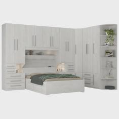 Imagem de Guarda-Roupa de Canto Completo e com Cama Baú Queen Size 1222 Carvalho