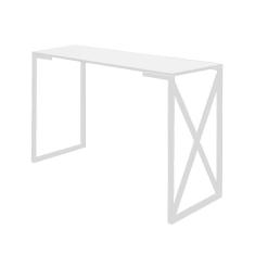 Imagem de Mesa Escrivaninha 90cm Bex Home Office Industrial Consultório Ferro Branco MDF Branco - Ahz Móveis