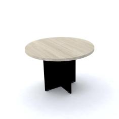 Imagem de Mesa de Reunião Redonda 110 x 75 cm Pé Painel PE40 em MDP Nogueira CasaBlanca Base Preta