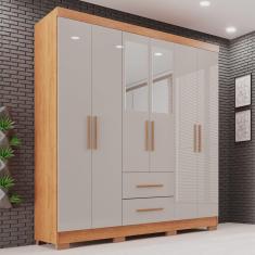 Imagem de Guarda-roupa Casal com Espelho 6 Portas 2 Gavetas Estrela Premium