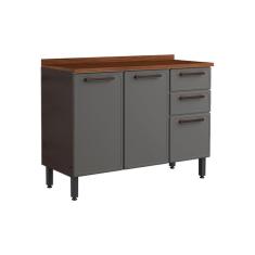 Imagem de Modulo Cozinha Bertolini Gourmet Balcao Estilo 7124 3 Portas E 2 Gavetas C Tampo Cinza Grafite