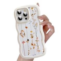 Imagem de UEEBAI Capa para iPhone 13 Pro Max de 6,7 polegadas floral, linda ondulada encaracolada com estampa de flor brilhante estética, capa protetora de policarbonato rígido + TPU fino à prova de choque para