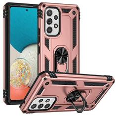 Imagem de SORAKA Capa para Samsung Galaxy A53 5G com suporte de anel de metal, capa à prova de choque, capa traseira de policarbonato rígido com borda de silicone macio com placa de metal para suporte magnético