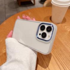 Imagem de Capa protetora de anel de câmera de metal de luxo para iPhone 14 13 12 11 Pro Max acrílico transparente à prova de choque armadura defender capa pára-choque, azul marinho, para iPhone 14